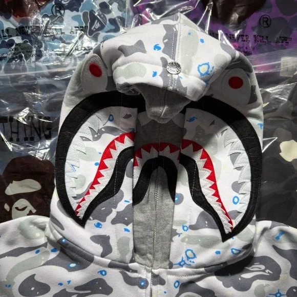 BAPE ABC Camo Double Shark Full Zip Hoodie 'White’ - Picture 6 of 9